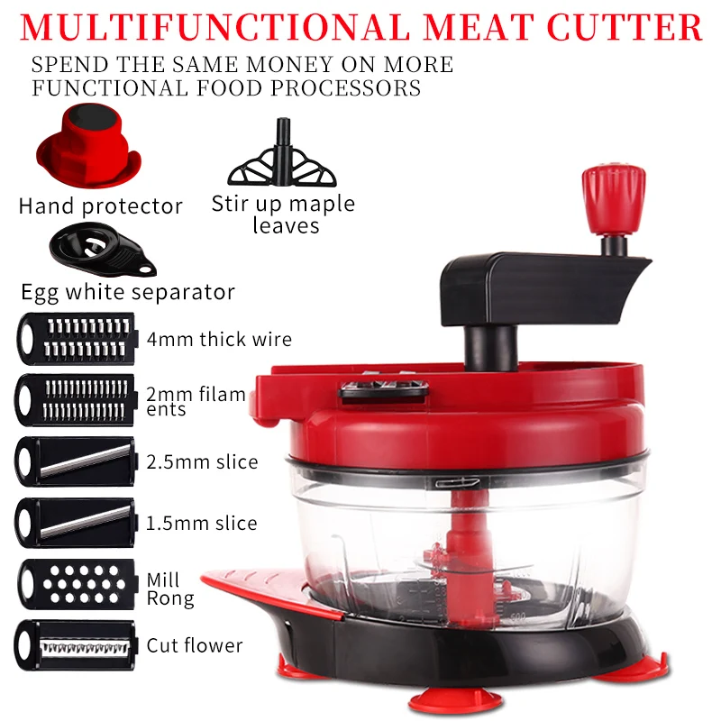 

Manual Meat Grinder 6 Kinds of Mandoline Grater Kitchen Tool Multi-function Vegetable Cutter Household Chopper Machine
