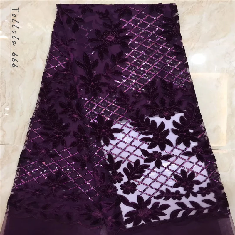 Нигерийская кружевная ткань 2019 Высококачественная бархатная с блестками фатин