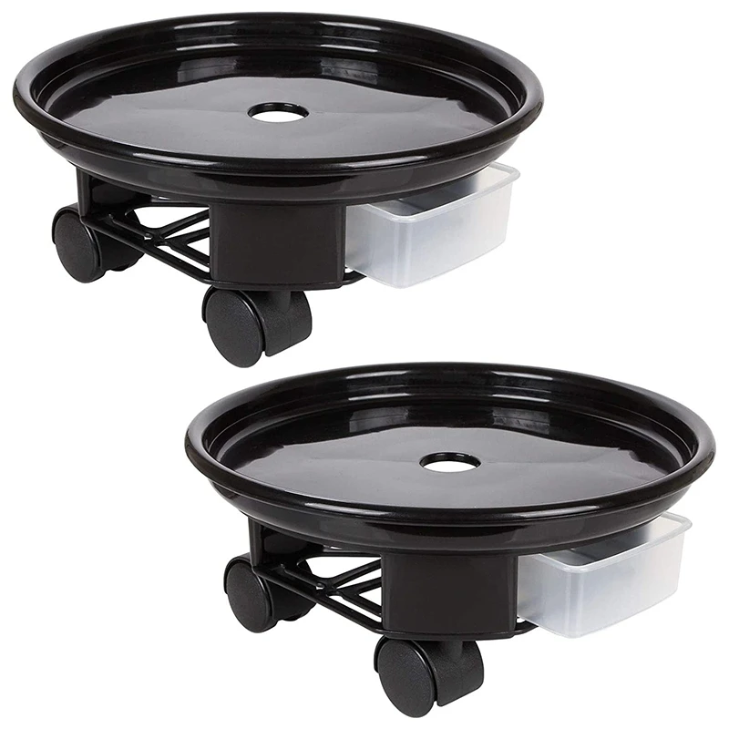 

2PCS Black Plant Saucer, Plant Pallet Caddy with Easy Moving Caster Wheels, Flower Plant Pot, Moving Plant Pot Saucer