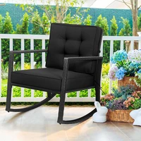 patio pe rattan concise rocker sturdy durable metal frame comfort thick soft cushion ergonomic outdoor glider rocking chair