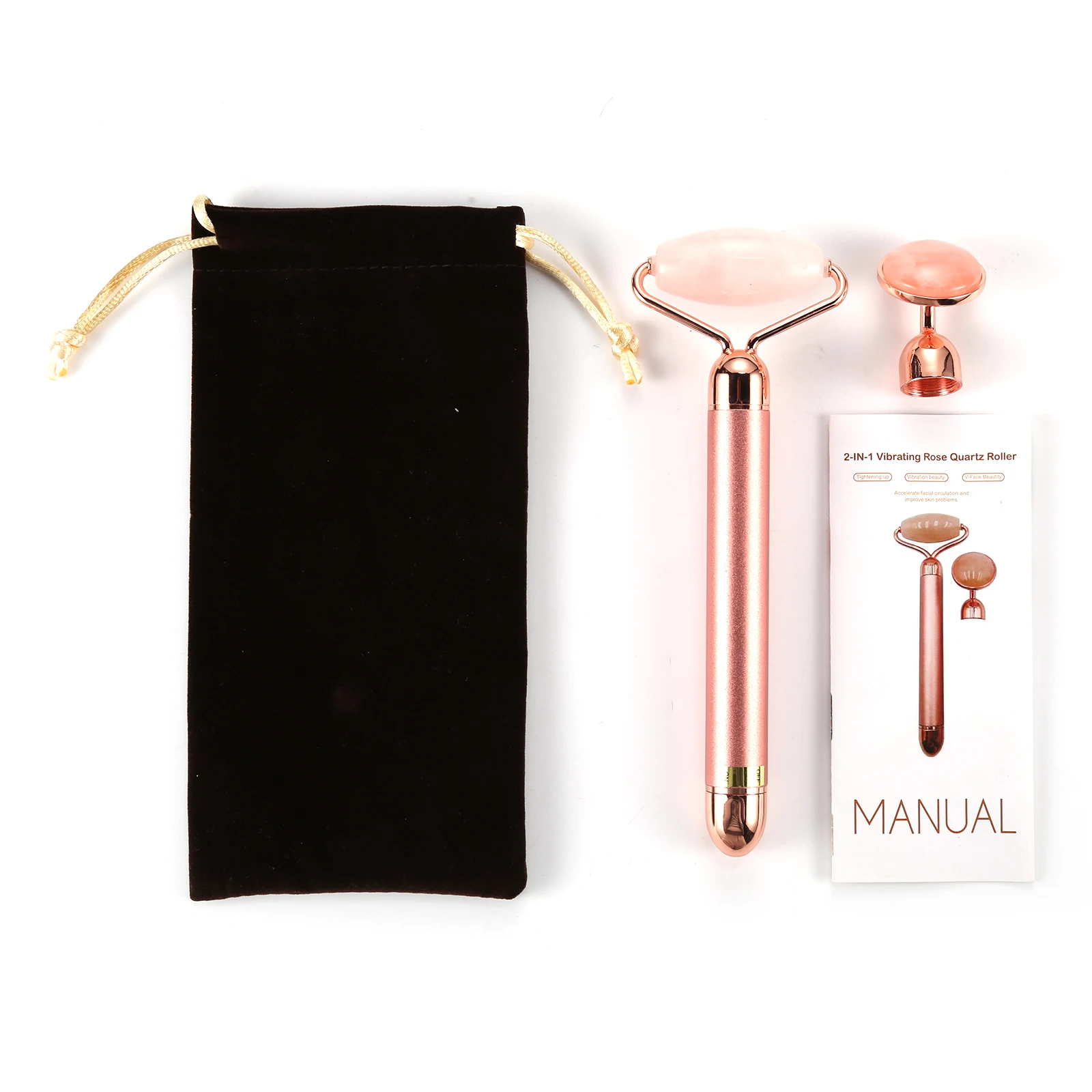 

2 in 1 Electric Jade Roller Face Massager Lifting Vibrating Quartz Jade Facial Beauty Tool Skin Firm Lift Face Wrinkle Removal