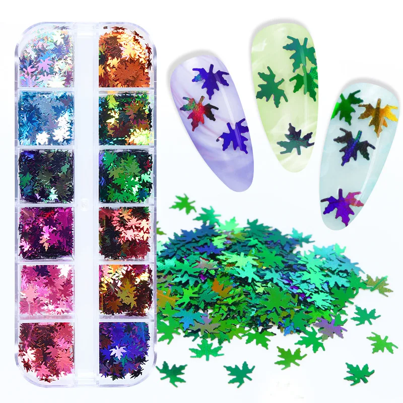 Блестки в виде кленовых листьев для маникюра 12 цветов | Красота и здоровье