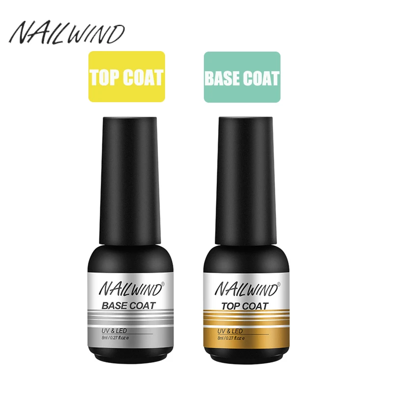 Базовое и топовое покрытие NAILWIND 2 шт./компл. Гель-лак для ногтей Блестящий
