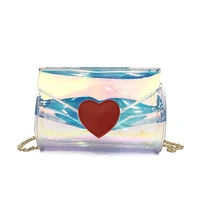 12pcslot summer fashion handbags sweet lady quality shoulder bag red heart transparent color beach messenger bag