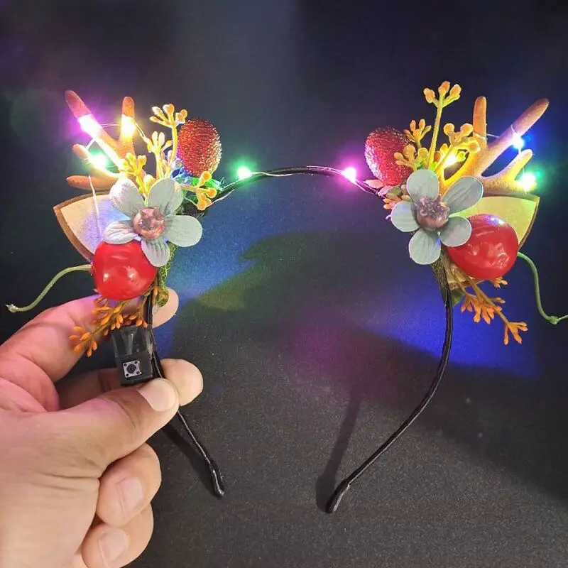 Светящиеся олени повязка на голову Рождественский концерт лесная ветка олень