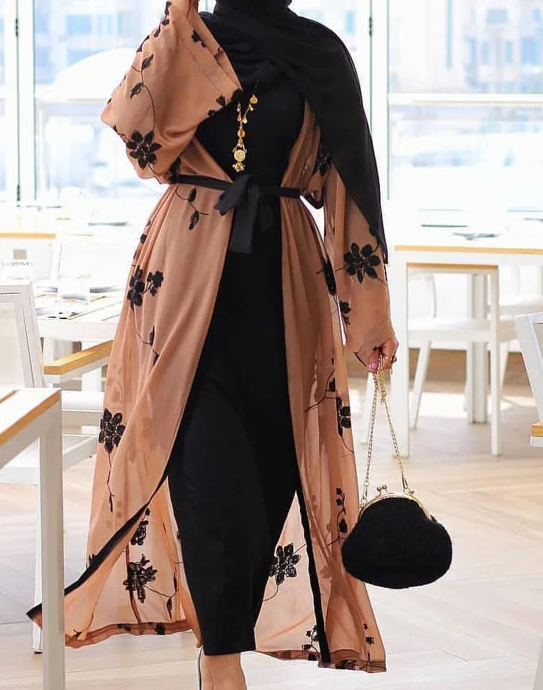 "Элегантное женское длинное кимоно с кардиган «абайя», длинное платье, женское платье, турецкая исламская молитва Ближнего Востока"
