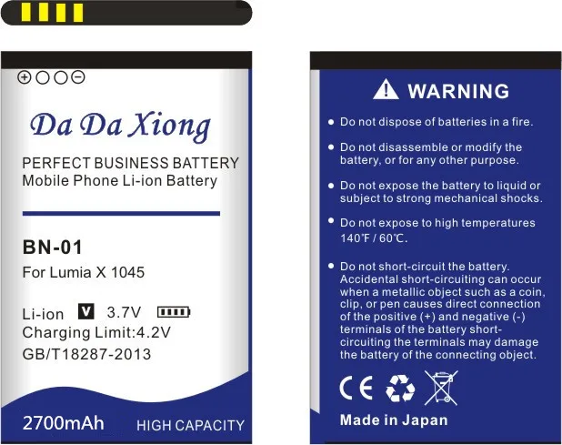 Da Xiong 2700mAh BN 01 BN01 литий ионный аккумулятор для телефона NOKIA X 1045 RM 980 Normandy / X2 + Plus 1013
