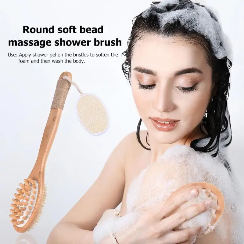 3 шт. набор для чистки кожи тела натуральная щетина двухсторонняя очистка спины Массажная губка-скруббер для ванны щетка отшелушивающая щетка для душа