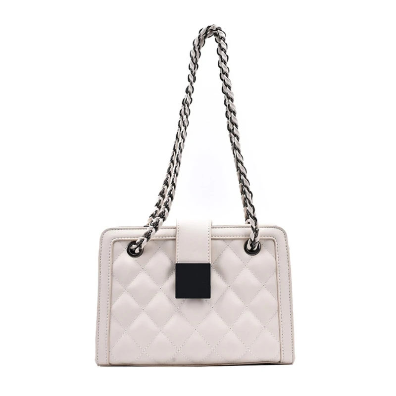 

Women Faux Leather Quilted Crossbody Bag Chain Strap Diamond Pattern Handbag