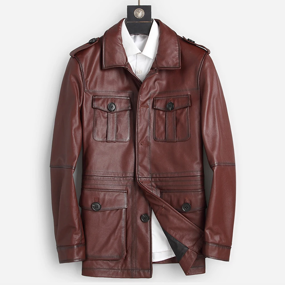 Модные осенние Куртки из натуральной воловьей кожи новинка повседневная кожаная