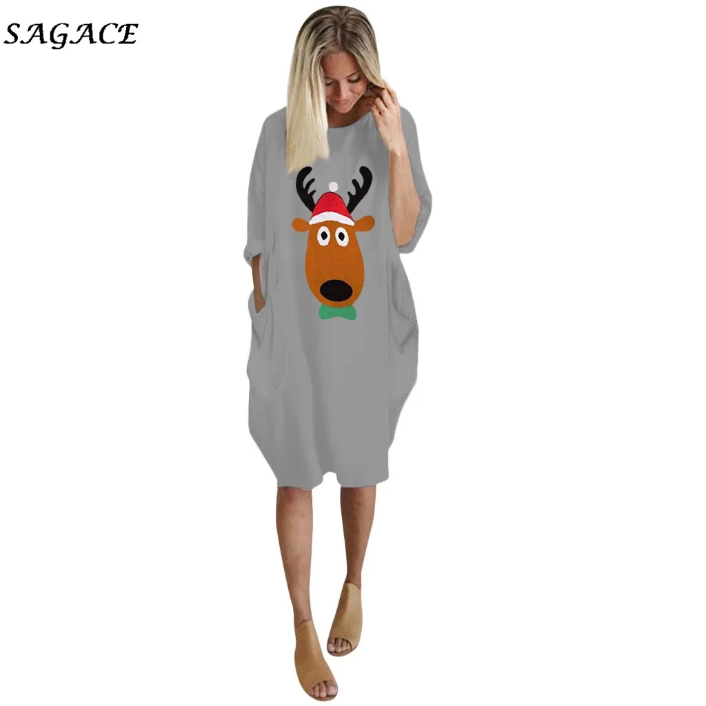 Sagace рождественское Платье Великолепное женское платье размера плюс Свободный