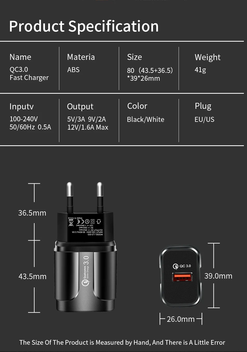 GTWIN Quick Charge 3,0 18 Вт QC 3,0 4,0 быстрое зарядное устройство USB портативное зарядное устройство для мобильного телефона адаптер для iPhone samsung Xiaomi