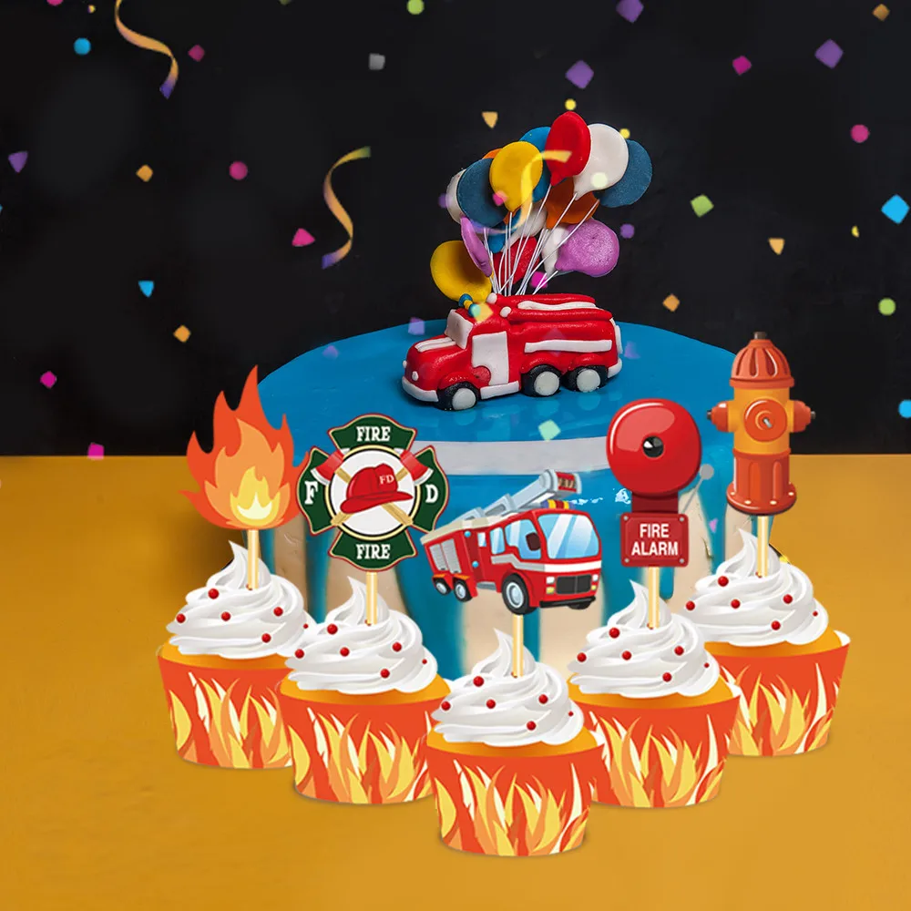20 комплектов Топпер для торта пожарного детского дня рождения крутая тема