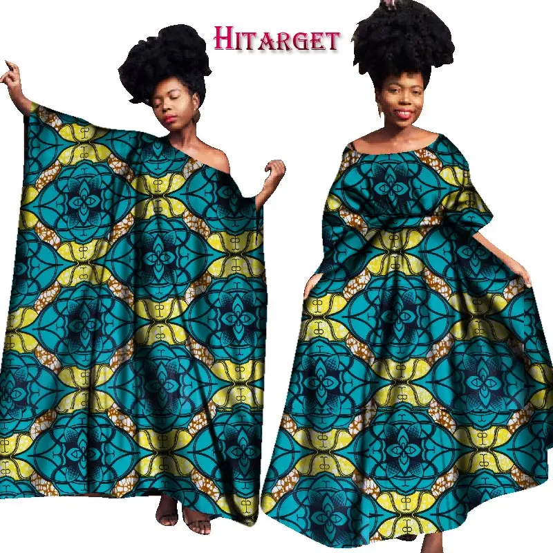 Винтажные африканские платья для женщин Bazin Riche Kanga одежда большой халат Vestidos Dashiki Африканские Восковые платья с принтом Одежда WY1701 - Цвет: 4
