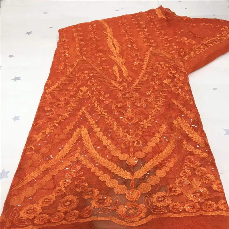 

2021 Purple High Quality African Sequins Lace Fabric French Net Embroidery Tulle Lace Fabric For Nigerian Wedding Party Dress