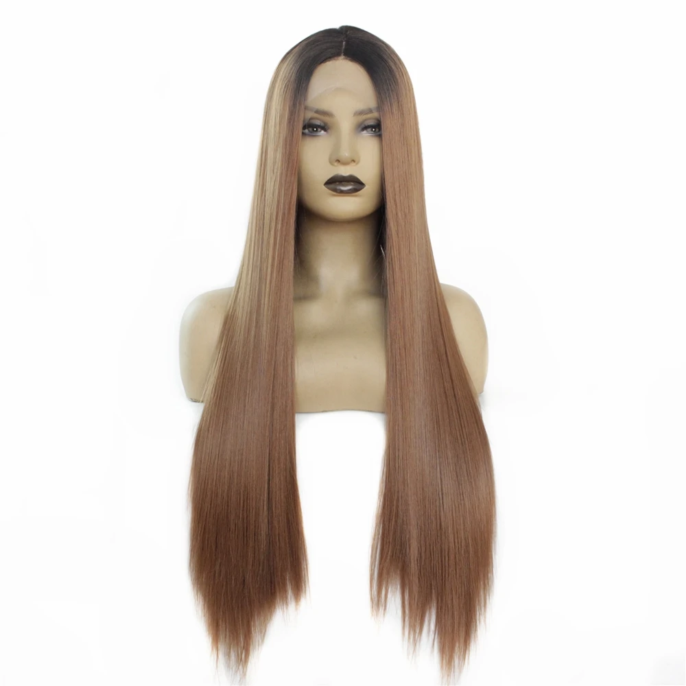 Модные коричневые бесклеевые парики Омбре на сетке спереди 2 тона цвет 1b/30 #