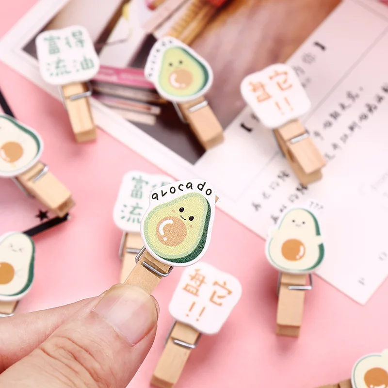 10 шт./компл. цветной деревянный зажим Рождественский Декор милый авокадо кролик