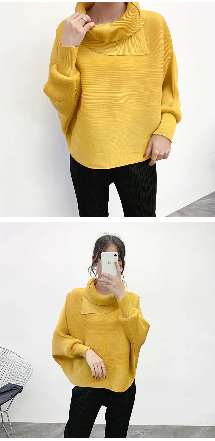 LANMREM New Scarf Collar Batwing Sleeves Pullover Twice Pleated Thickness Loose Autumn And Winter Sweatshirt WJ74304