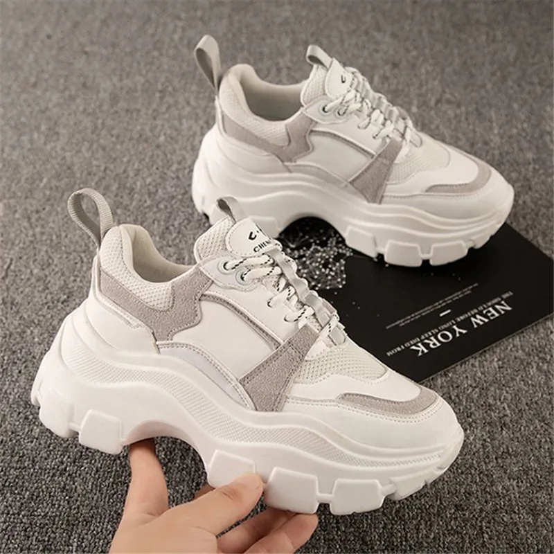 

Hjwsfdcai High Quality Leather Women Mesh Single Shoes Thick-Soled Street Fashing Female Tide Shoes Outdoor Casual Mujer Shoes