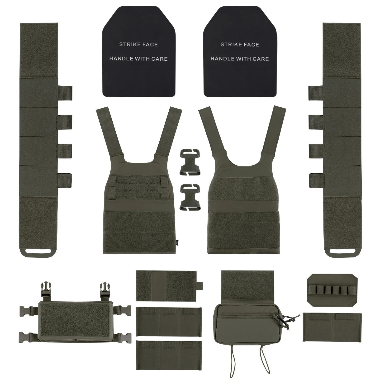 KRYDEX Low Vis Slick Plate Carrier FCS Tactical Vest W/ Elastic Cummerbund Micro Fight MK3 Panel Chassis Drop SACK Pouch Plates | Спорт и