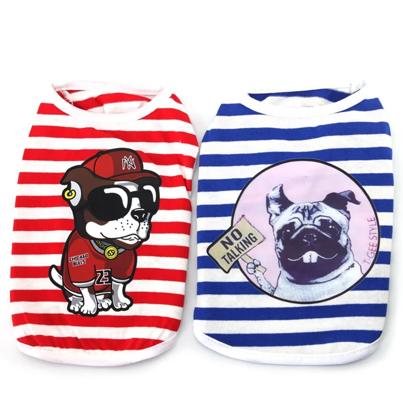 Летняя Весенняя рубашка для домашних животных хлопковая в полоску маленьких и