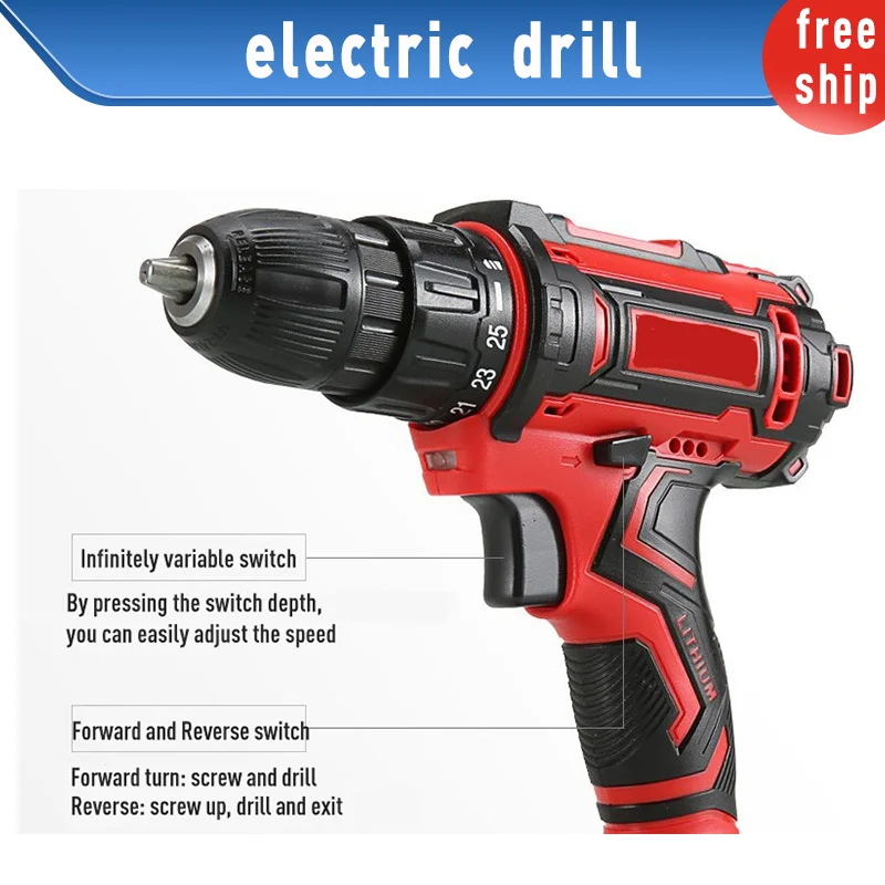 Cordless Drill Electric Screwdriver Mini Wireless Power Driver DC Lithium-Ion Battery 3/8-Inch 1 battery 36V 1500mAH charger | Инструменты