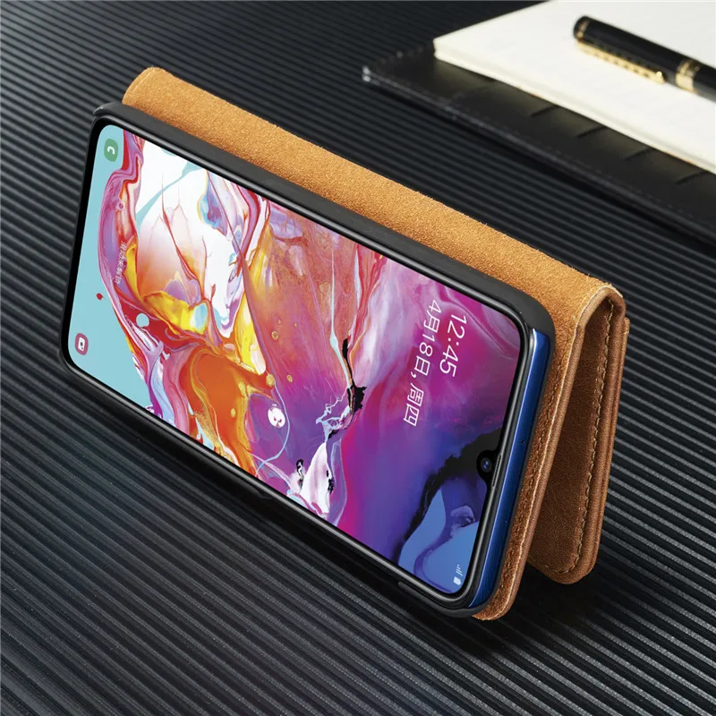 Откидной Чехол для samsung Galaxy A70 A50 A40 A30 A20 A10 Магнитный класса люкс из искусственной кожи Подставка бумажник съемный 2 в 1 карты Чехол