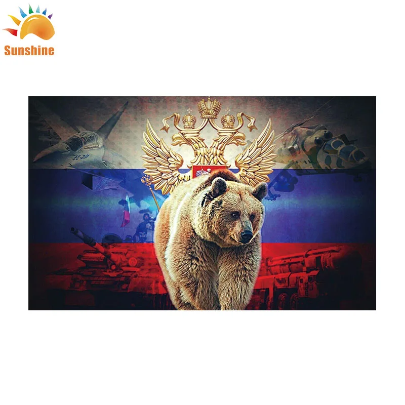 Высококачественный нестандартный размер и цвет российский флаг медведя|Флаги
