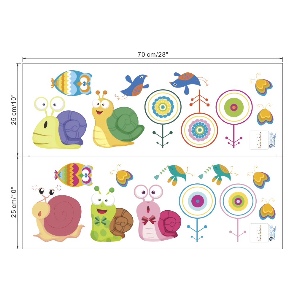 Наклейки на стену в детскую комнату наклейки с рисунком природы улитки совы