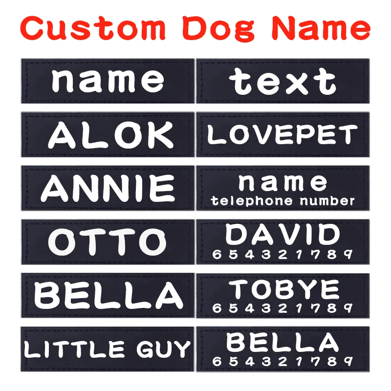 2 Pcs Pu Personalized Dog Tag Dog Name Custom K9 Dog Harness Collar Label Sticker Custom Dog Tag Pet Dog Harness Name Tag