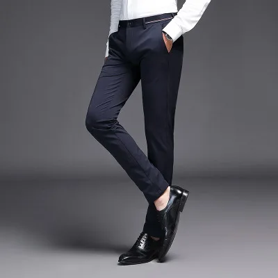 

2020 Summer Black Men Pants Slim Fit Men Office Trousers Formal Wedding Men Classic Pants Business Suit Dress Pants