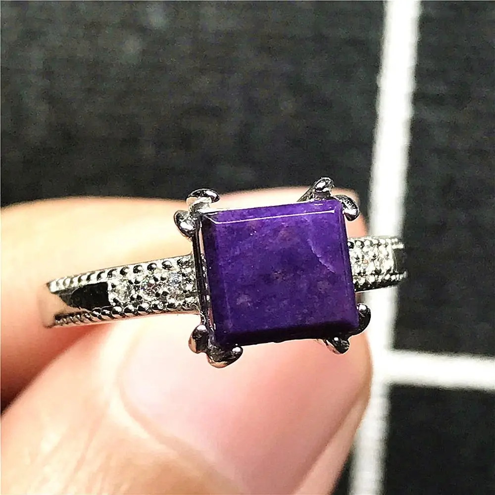 

9mm Natural Purple Sugilite Ring Jewelry For Woman Man 925 Silver Anticancer Stone Bead Crystal Fashion Adjustable Ring AAAAA