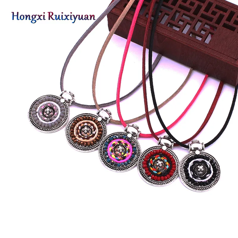Новое ожерелье богемный кулон из сплава кожаное модное ручной работы винтажное