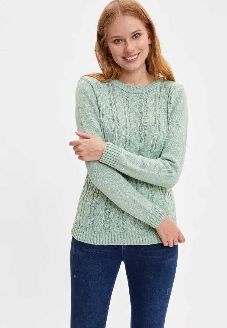 Defacto Winter Woman Tricot Patterned Knitwear Sweater Jumper Pullover Warm Casual Fashion New Season-L1567AZ20WN | Женская одежда