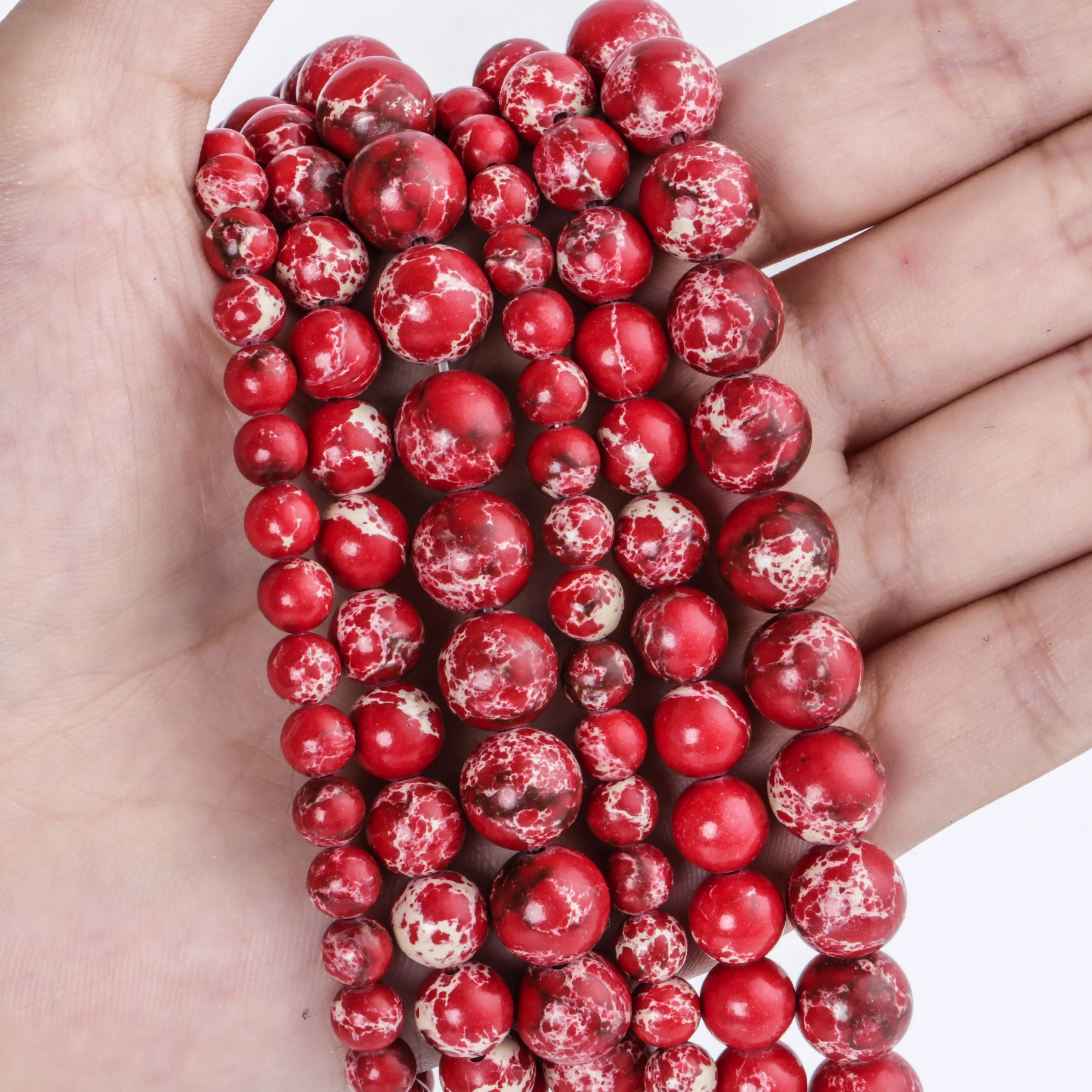 

Круглые Бусины Из Натурального темно-красного драгоценного камня, 6/8/10 мм, Императорская яшма