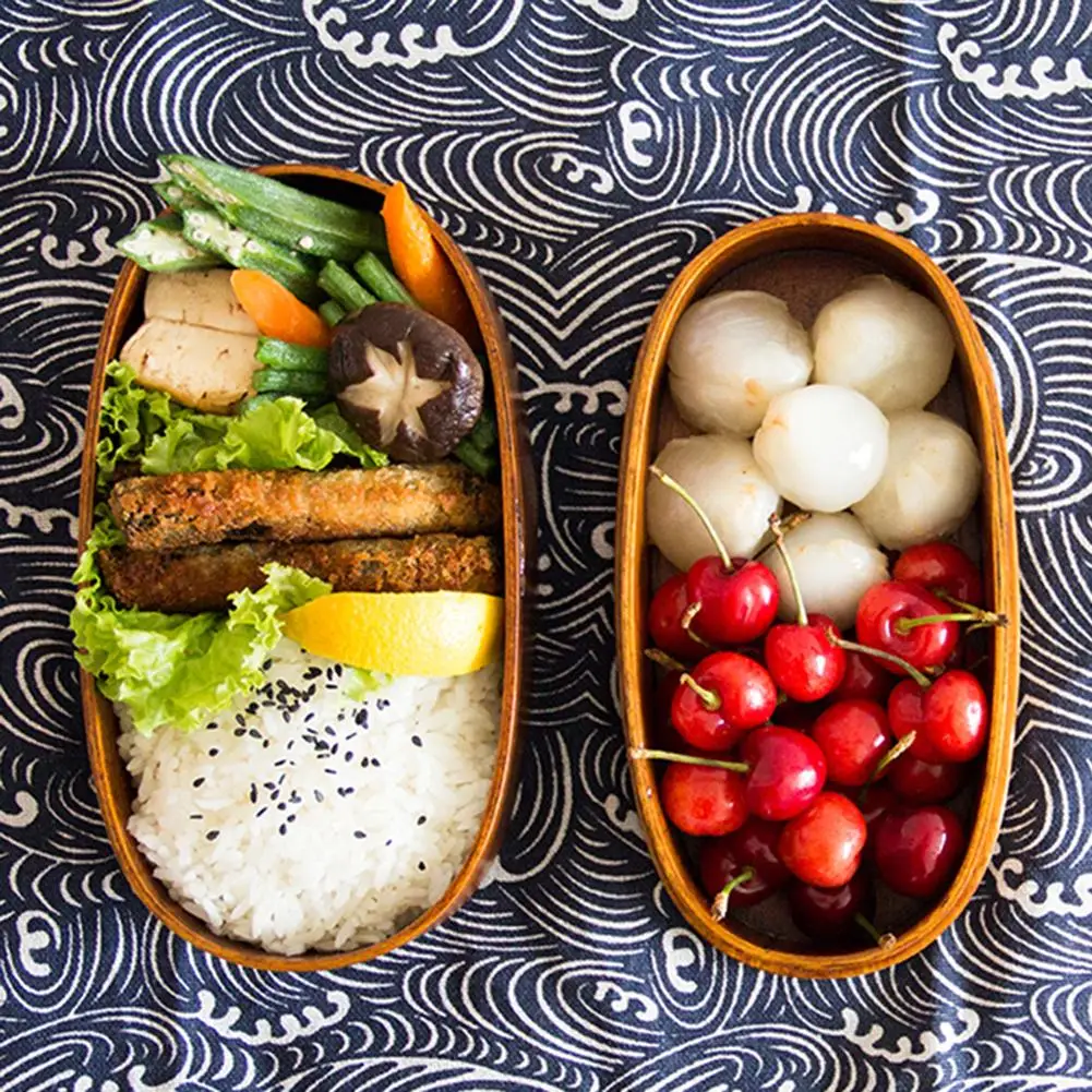 Двухслойные натуральные деревянные Bento контейнеры для еды по-японски бэнто Ланчбокс суши переносной пищевой контейнер рабочих студентов