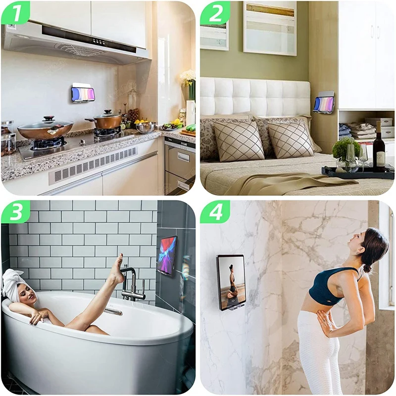 Wall MoUnt Holder Adhesive Wall Phone Tablet Holder MoUnt Stand for Ipad Air /Pro /Mini Iphone Silver Gray