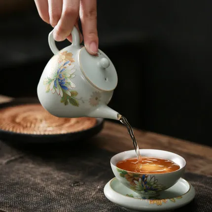 Jingdezhen Enamel Ceramic Teapot Liner Silvering 999 Sterling Silver Ru Kiln Single Pot Kungfu Black Tea Da Hong Pao Teaware | Дом и сад