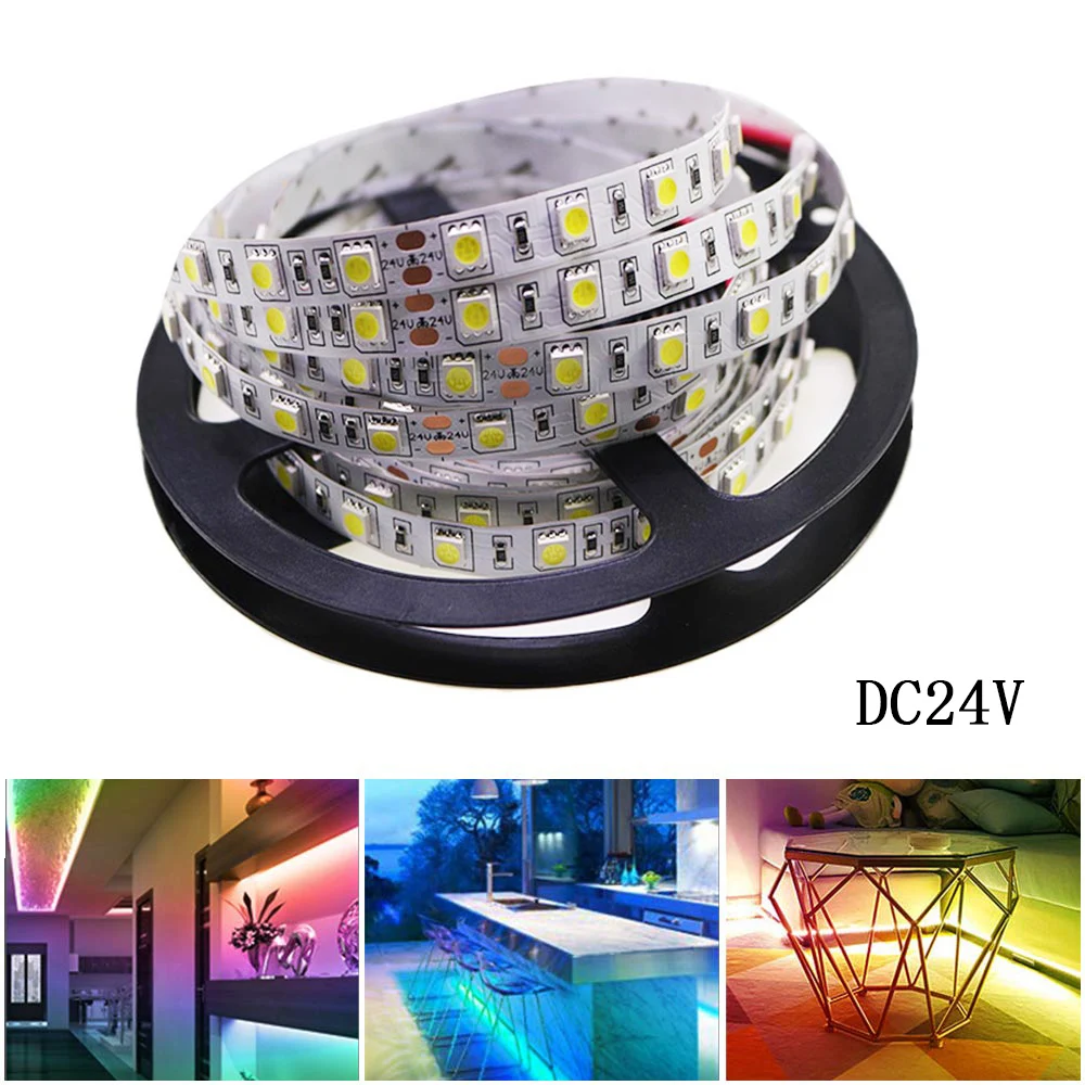 Светодиодная лента 5050 DC 24 V RGB WarmWhite 5 метров водонепроницаемая гибкая светильник