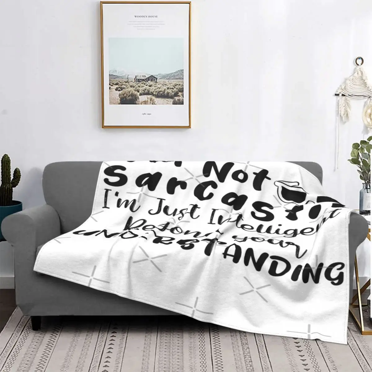 

Manta con capucha para cama, colcha a cuadros con estampado de "I'm Not Sarcastic I'M Just 3", 90