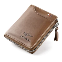 anti theft swipe pu leather short male fold purses retro classic mens zipper wallets high capacity passport cover card holder