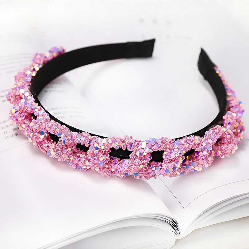 C680 pink Модные резинки для волос в горошек для женщин, стразы, украшение для волос, повязка на голову, Opaska, аксессуары для волос, diademas para el pelo mujer - Цвет: C680 pink