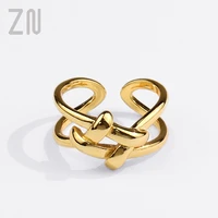 zn trendy personality ladies ring creative design cross geometry opening finger rings for women fashion jewelry accessories gift