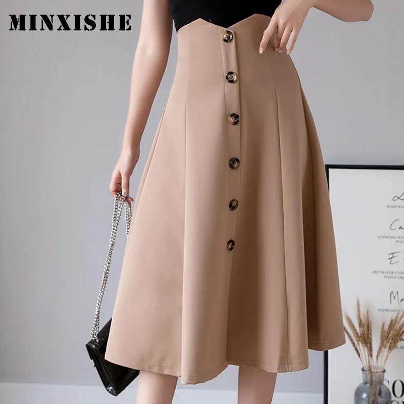 Новая трапециевидная деловая юбка с завышенной талией для женщин modis Весна 2020