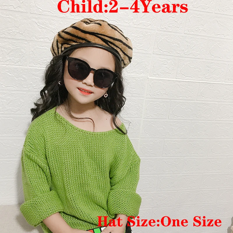 

Girl Faux Leopard Beret Print Winter Hat Girl Artist Brown French Hat Wool Cashmere Fashion Spring Female Vintage Plain Flat Cap