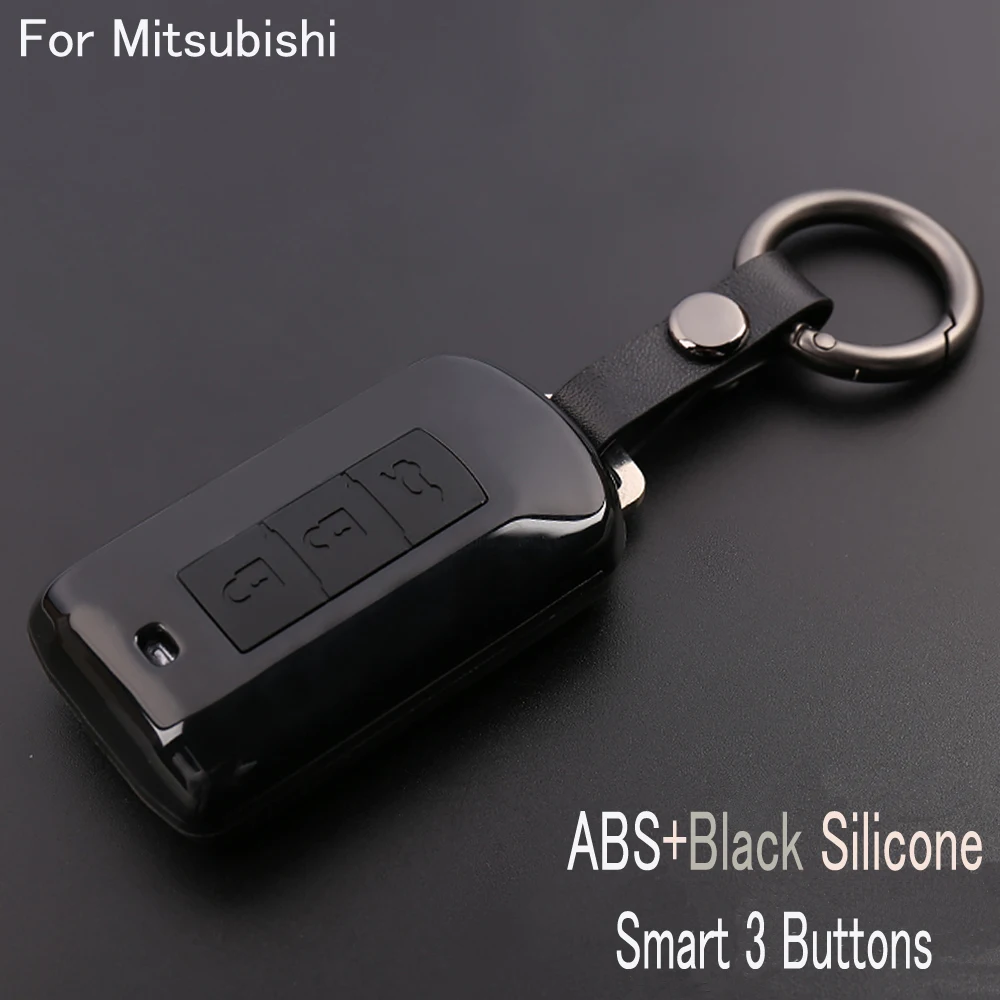 

Carbon Fiber Car Key Case Cover For Mitsubishi Outlander Lancer 10 Pajero Sport EX ASX RVR Colt Grandis L200 Smart 3 Button