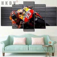 hkdv 5 panels sports motorcycle racing modern canvas painting hd print wall art pictures poster living room home decoration