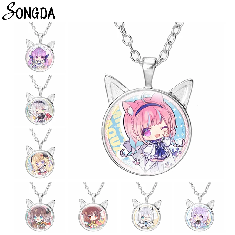 

Hololive Vtuber Anime Necklace Inugami Korone Shirakami Fubuki Usada Pekora Minato Aqua Cat Ear Pendant Necklace Otaku Jewelry