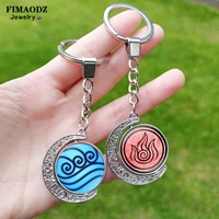 new avatar the last airbender keychain cosplay air nomad fire water tribe glass rotated pendant double side keyring bag key ring