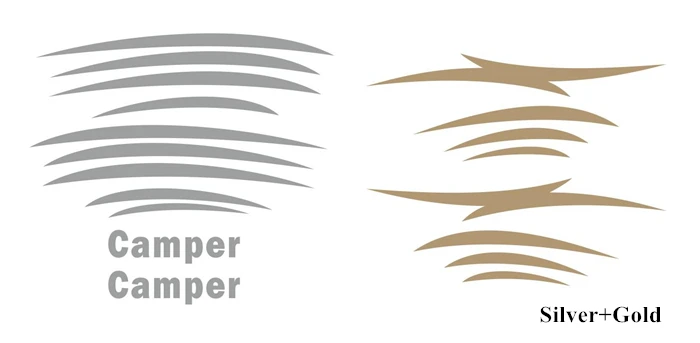 Silver-Gold 1 комплект дом на колесах караван путешествий трейлера туристического автофургона полосы Графика виниловый комплект Переводные картинки наклейки для автомобиля Авто кузова декоротивная наклейка для Стикеры - Название цвета: Silver-Gold